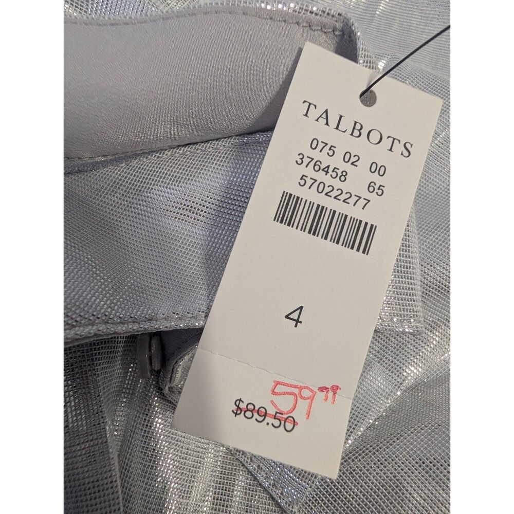Talbots Metallic Silver Sleeveless Shell Top NWT Cocktail Party Sz 4 Luxury Glam - Picture 7 of 9